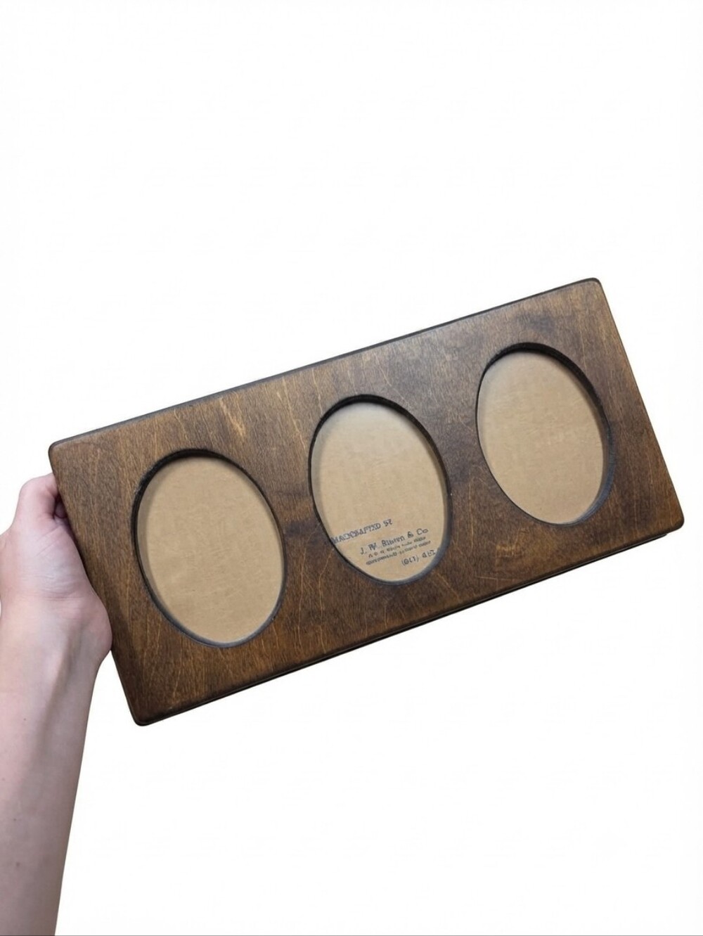 J.W. Brown & Co. Handcrafted Solid Wood Triple Oval Picture Frame Rustic Farmhou